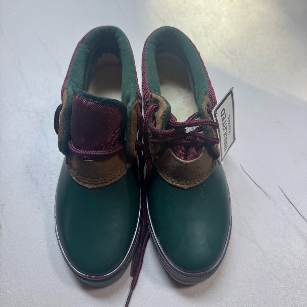 Women's Green and Brown Rain Boots